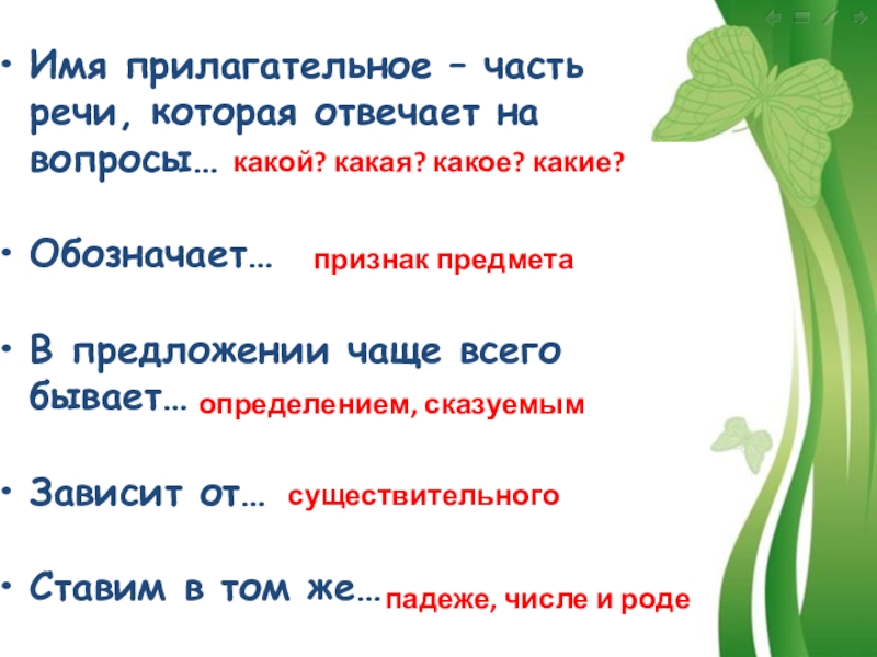 Имя прилагательное как часть речи 5 класс урок презентация