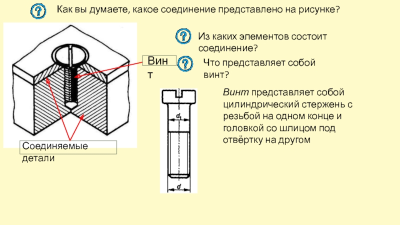 Какое соединение можно. Упрощенное изображение винтового соединения. Соединение стандартными крепежными изделиями болтовое соединение. Стандартное резьбовое соединение винт рисунок. Винтовое соединение условное.