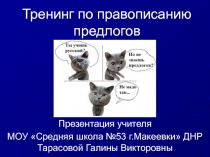 Презентация по русскому языку на тему Тренинг по правописанию предлогов (7 класс)