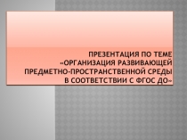 Презентация по теме Организация развивающей предметно-пространственной среды в соответствии с ФГОС ДО