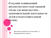 Создание развивающей предметно пространственной среды