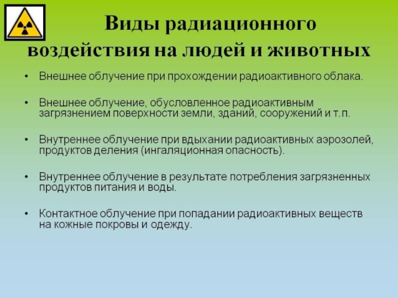 Влияние радиоактивности на окружающую среду проект