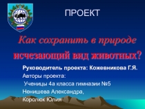 Проект по окружающему миру  Как сохранить в природе исчезающий вид животных