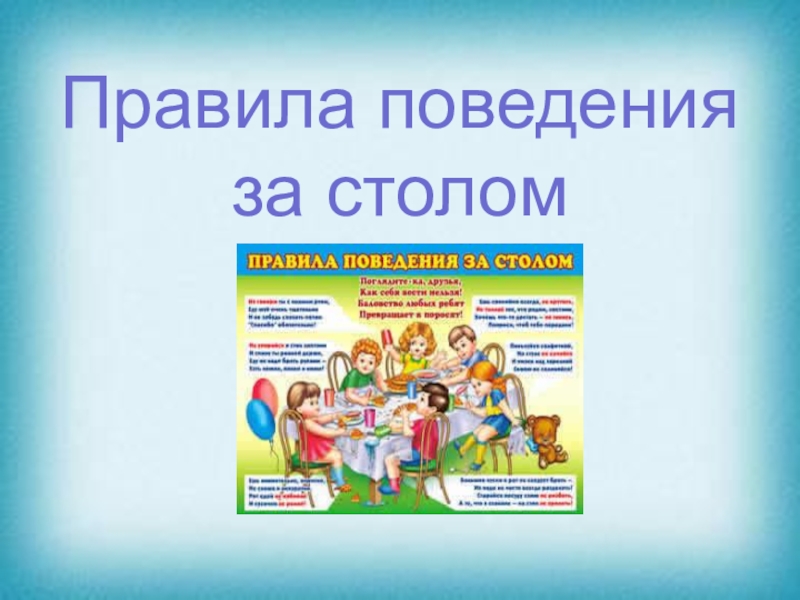 Правила поведения за столом презентация 4 класс