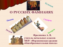 Презентация к классному часу на тему О русских фамилиях (4 класс)