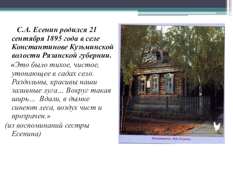 Где родился есенин. Есенин родился в селе Константиново. Сергей Есенин дом где родился. Село где родился Сергей Есенин. Село Константиново в 1895 году.