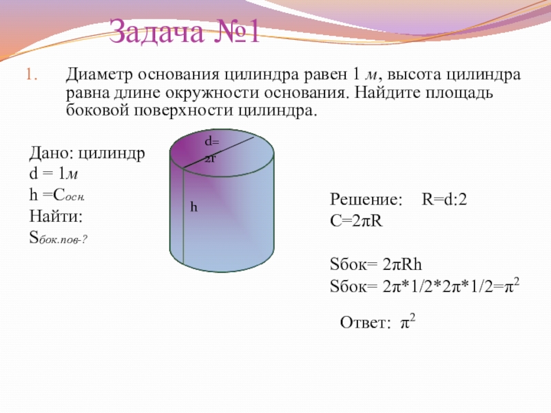 Длина окружности цилиндра