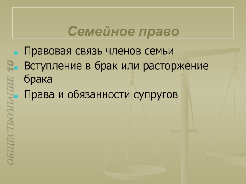 Презентация по теме семейное право 10 класс