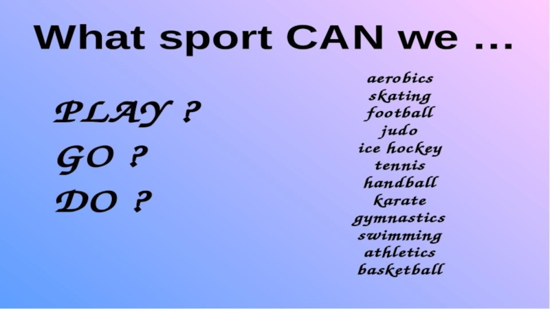 Different kinds of Sports