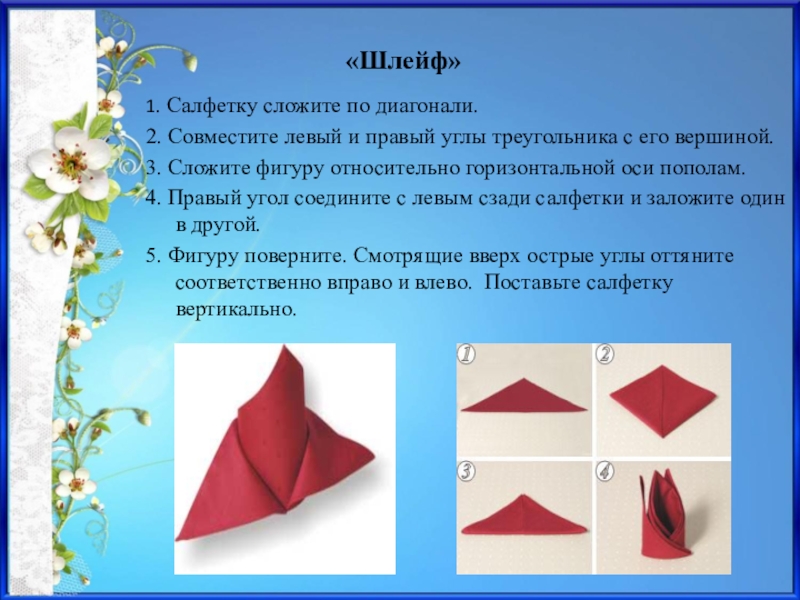 Способы складывания салфеток для сервировки стола презентация