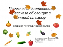 Презентация Пересказ описательного рассказа об овощах с опорой на схему (старашая логопедическая группа)