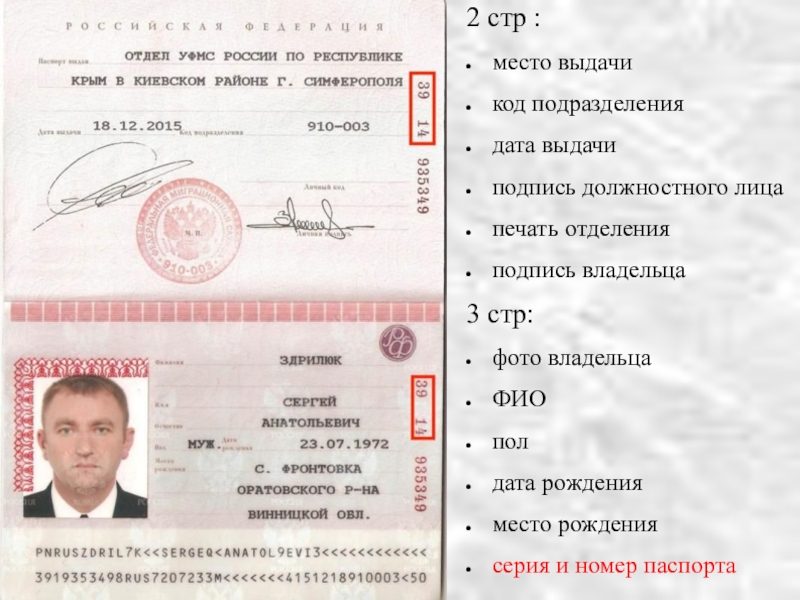 Что означает нижняя строка в паспорте под фотографией