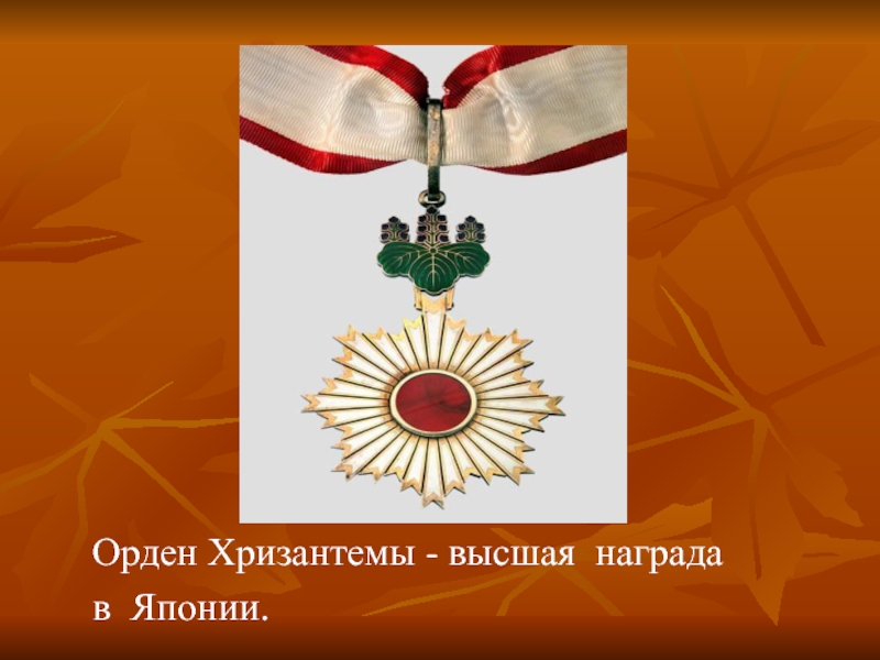 Орден Хризантемы - высшая награда  в Японии.