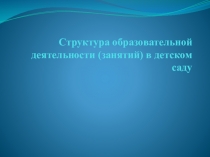 Презентация Структура образовательной деятельности (занятий) в детском саду