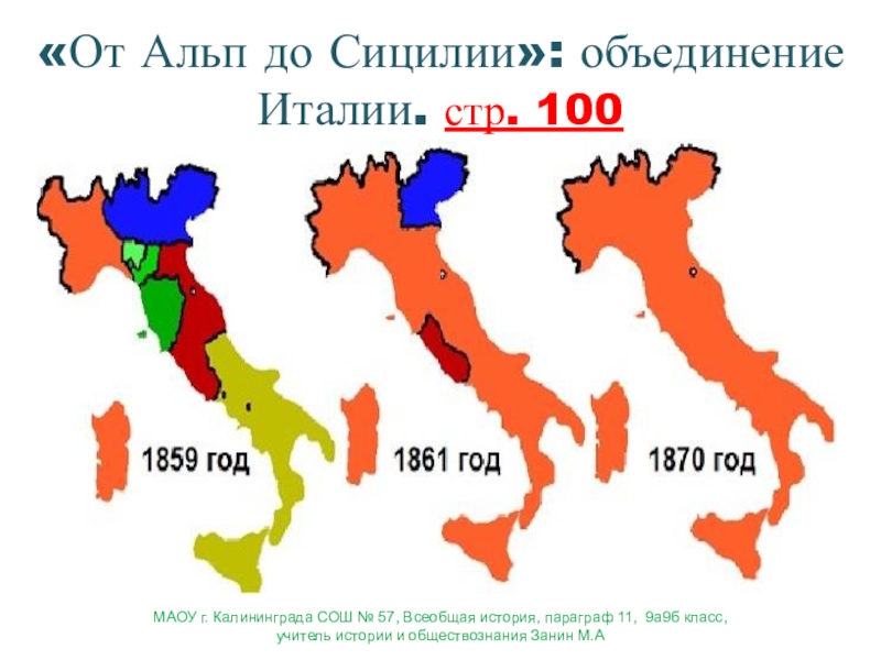 От альп до сицилии объединение италии конспект