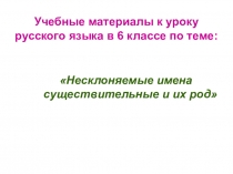 Презентация по русскому языку на тему Несклоняемые имена существительные(6класс)