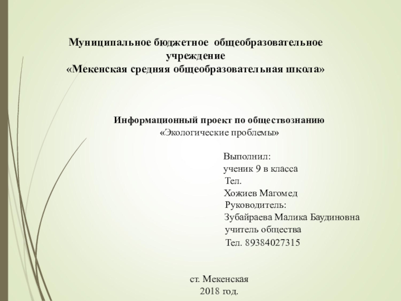 Проект по обществознанию экология