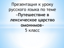 Презентация Омонимы 5 класс