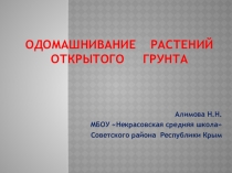 Презентация исследовательской работы Одомашнивание растений открытого грунта