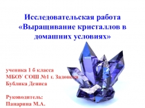 Презентация к исследовательской работе Выращивание кристаллов в домашних условиях