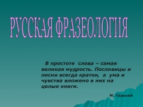Презентация к уроку по русскому языку по теме Русская фразеология