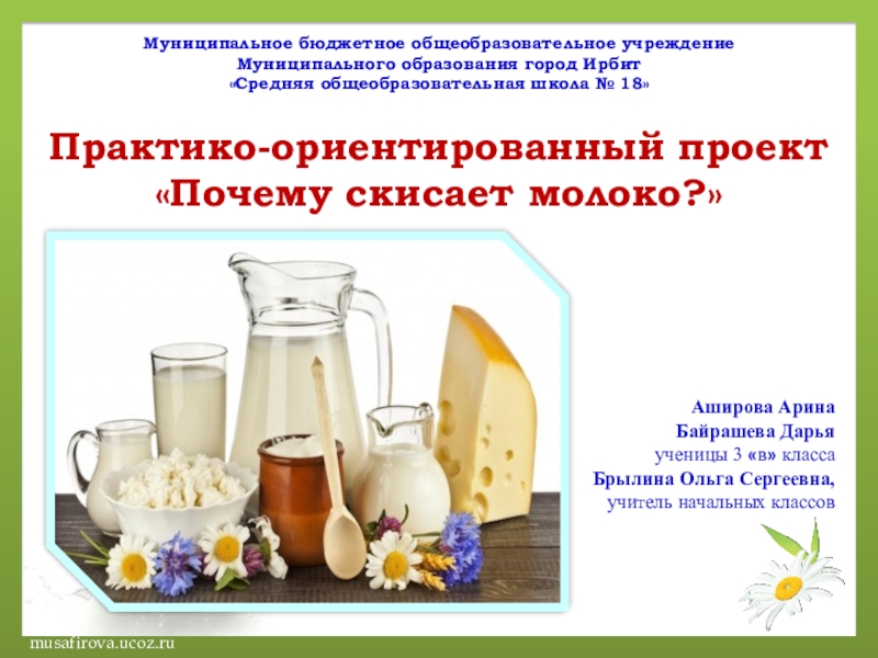 Презентация Презентация к практико-ориентированному проект Почему скисает молоко