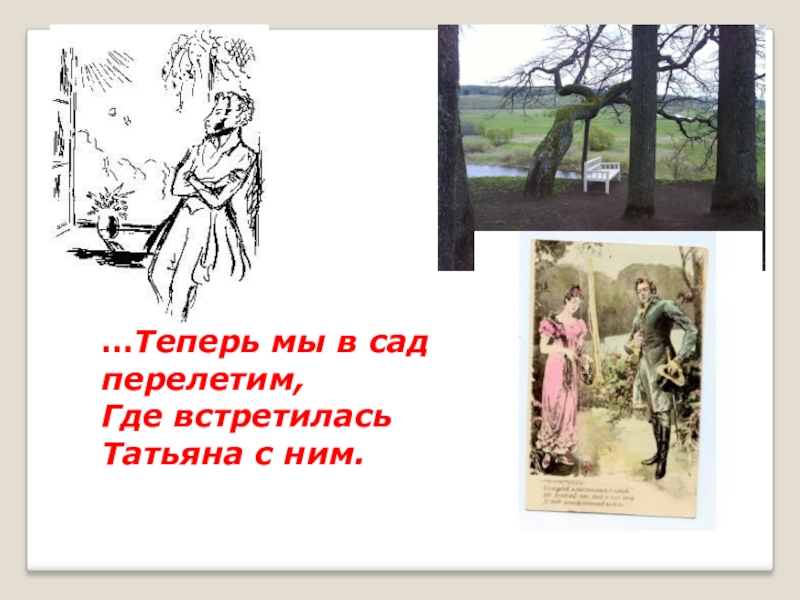 Теперь мы в сад перелетим где встретилась Татьяна с ним. Где встретилась Татьяна с ним. Теперь мы в сад перелетим где.