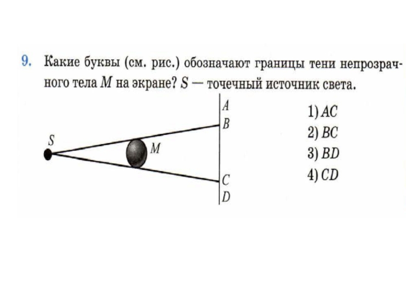 На рисунке 1 изображены источник света s непрозрачное тело b и экран