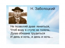 Презентация по литературе 7 класс на тему: Анализ стихотворения Н. А. Заболоцкого  Не позволяй душе лениться