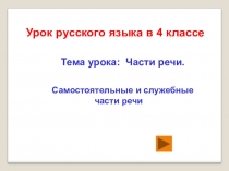 Презентация к уроку русского языка в 4 классе Части речи. Самостоятельные и служебные части речи