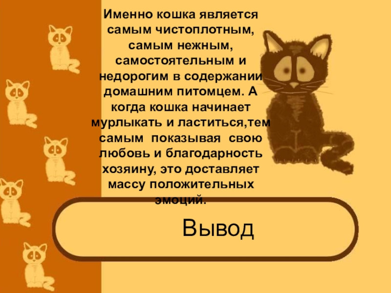 Является кошка. Именно кошек. Самые чистоплотные кошки. Кем является человек для кошки. Заключение на тему семейство кошачьи для студентов.