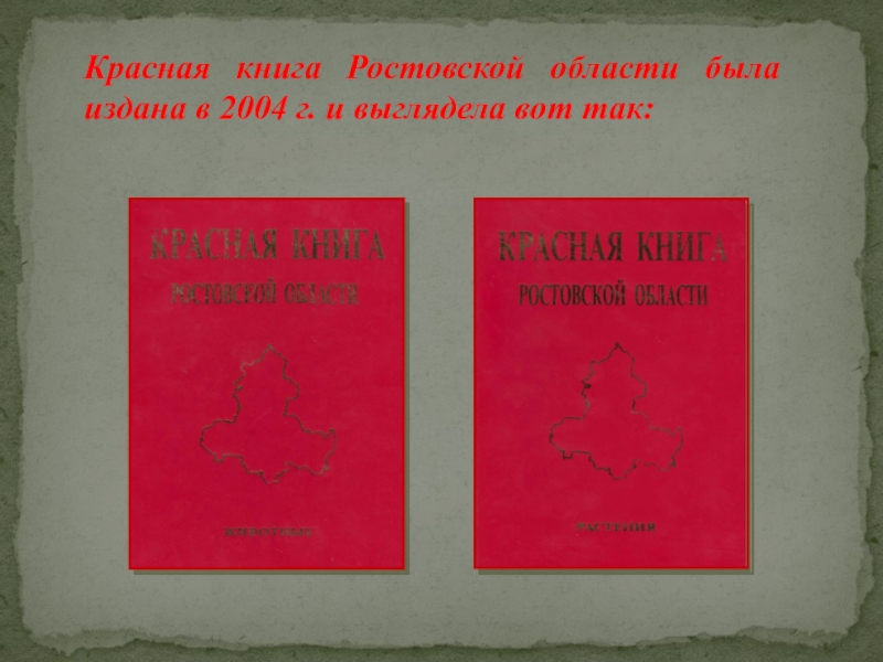 Красная книга Ростовской области была издана в 2004 г. и выглядела вот так:
