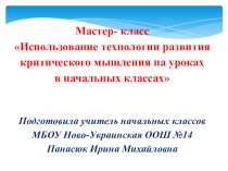 Мастер-класс Использование ТРКМ на уроках в начальных классах