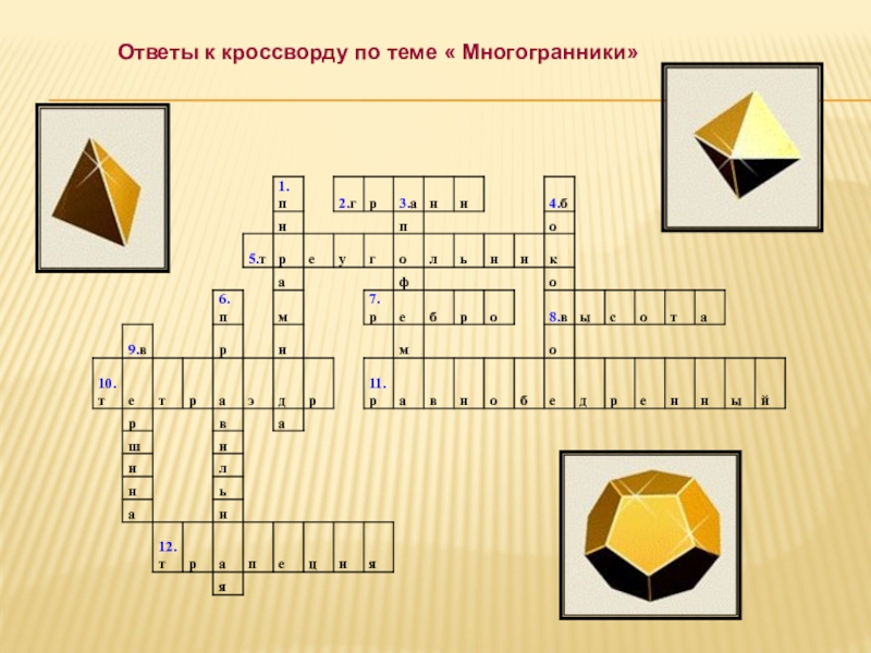 Кроссворд по многогранникам. Кроссворд по многогранникам. Многогранник сканворд 7. Кроссворд по теме многогранники. Многогранник сканворд 7.