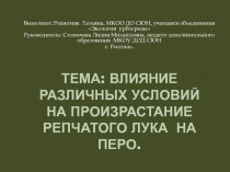 Влияние различных условий на произрастание репчатого лука на перо.