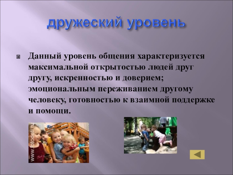 Дружественный это. Дружеский уровень общения. Виды дружеского общения. Игровой уровень общения. Презентация дружеское общение.