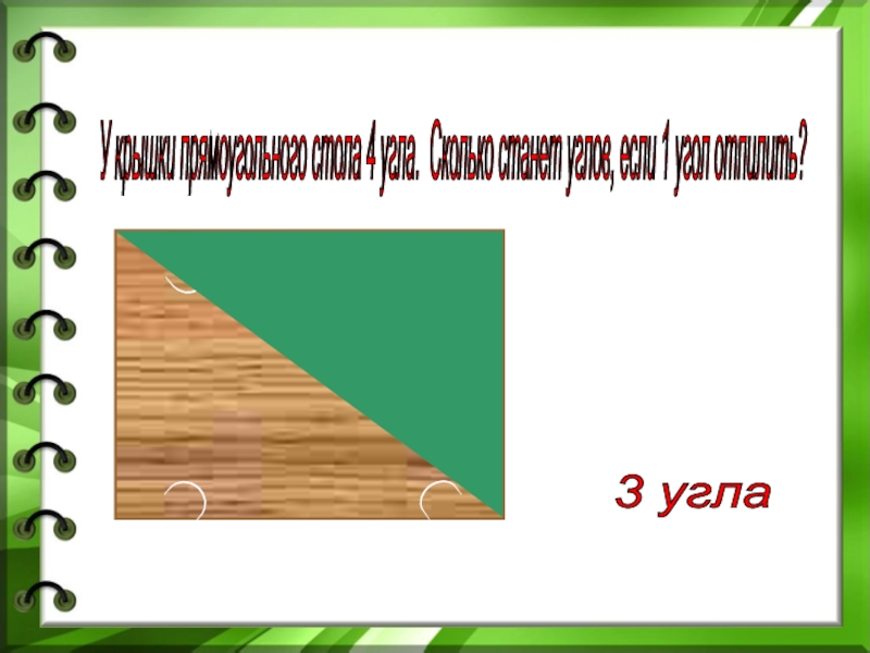 у крышки стола 4 угла. у квадратного стола отпилили угол. сколько углов у стола. от крышки стола отпилили угол. стол с отпиленным углом.