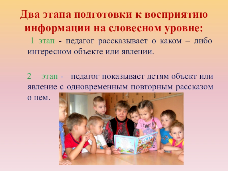 Всего детей 1 уровень. Этап подготовка к восприятию. Этап подготовка к восприятию этап. Готовность к восприятию.