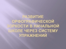 Развитие орфографической зоркости в начальной школе через систему упражнений