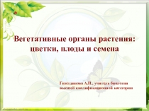Презентация по биологии на тему Вегетативные органы растения: цветки, плоды и семена