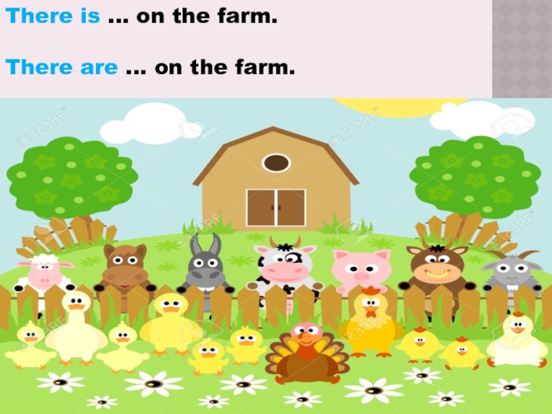 There is … on the farm.There are … on the farm.