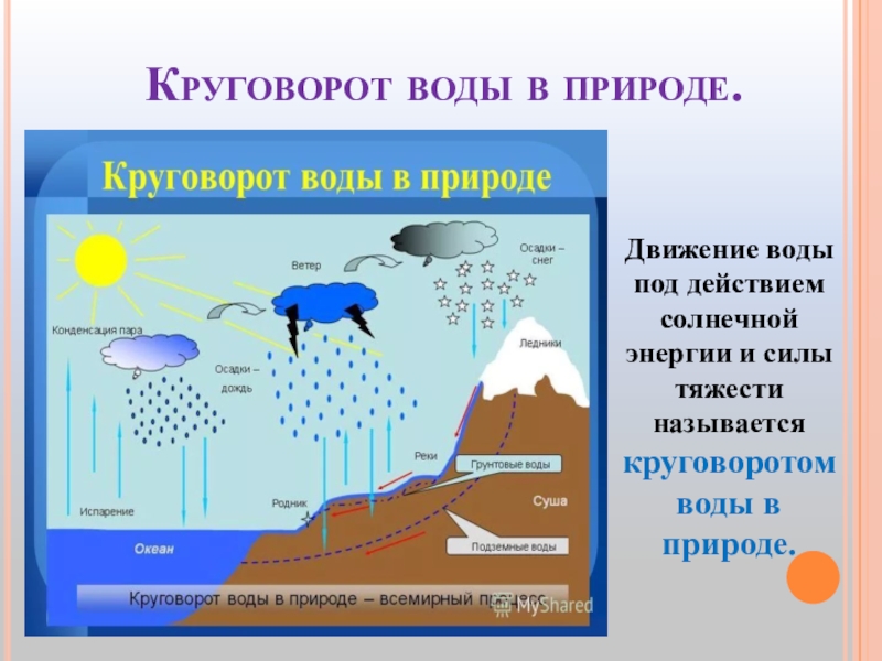 Какими буквами на схеме круговорота воды отмечены ответы