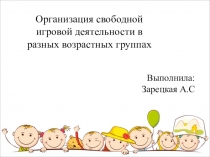 Презентация Организация свободной игровой деятельности в разных возрастных группах
