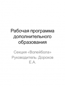 Рабочая программа дополнительного образования секции Волейбол 8-11 классы.