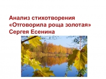 Презентация по литературе 7 класс на тему: Анализ стихотворения Отговорила роща золотая Сергея Есенина