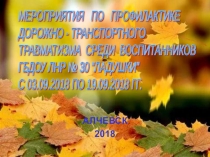 МЕРОПРИЯТИЯ ПО ПРОФИЛАКТИКЕ ДОРОЖНО - ТРАНСПОРТНОГО ТРАВМАТИЗМА СРЕДИ ВОСПИТАННИКОВ ГБДОУ ЛНР № 30 ЛАДУШКИ