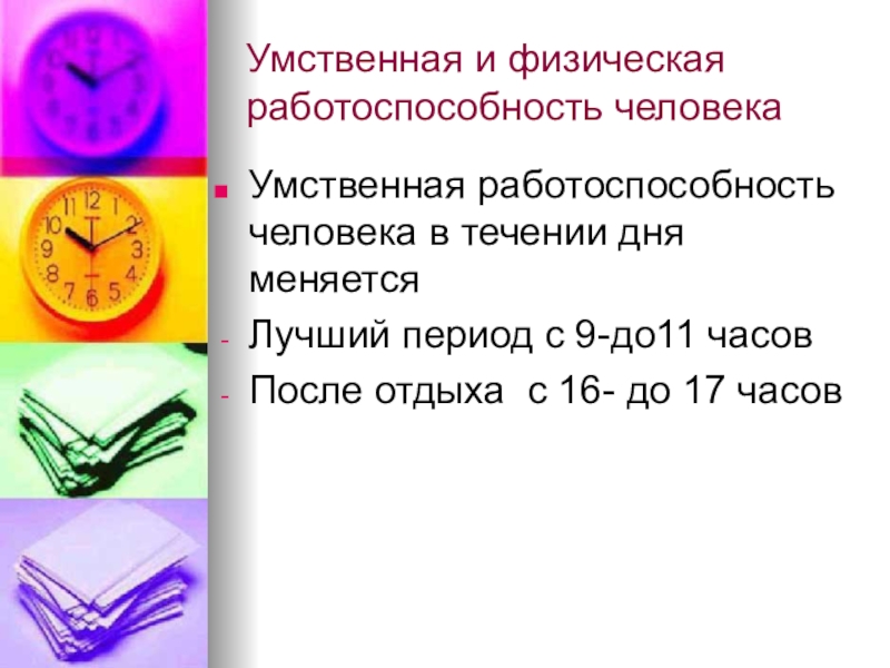 Динамика работоспособности режим дня презентация 8 класс