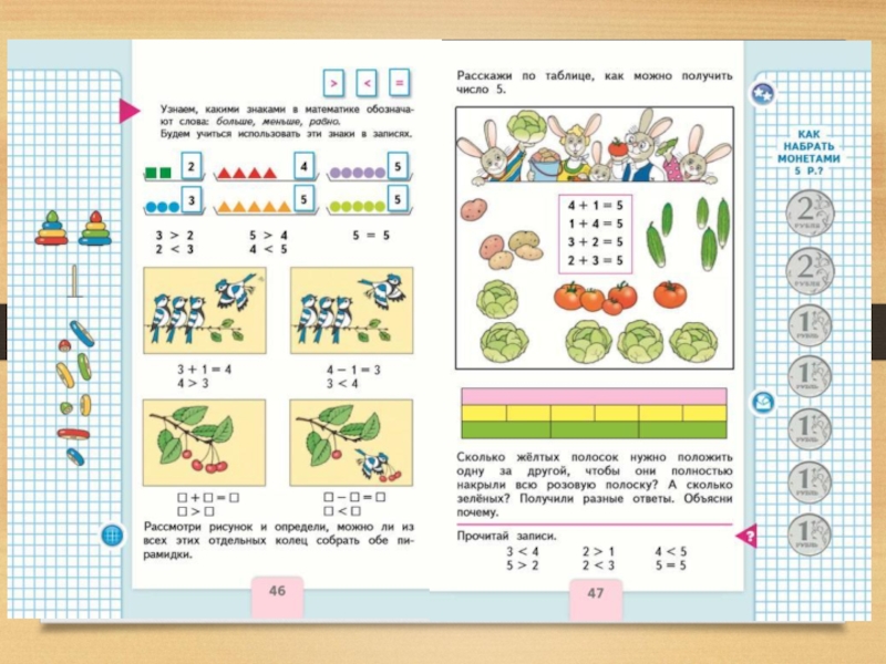 Презентация знаки больше меньше 1 класс школа россии презентация