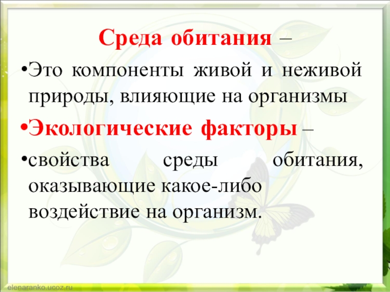 Компоненты неживой природы воздействующие