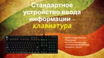 Презентация Стандартное устройство ввода информации - клавиатура